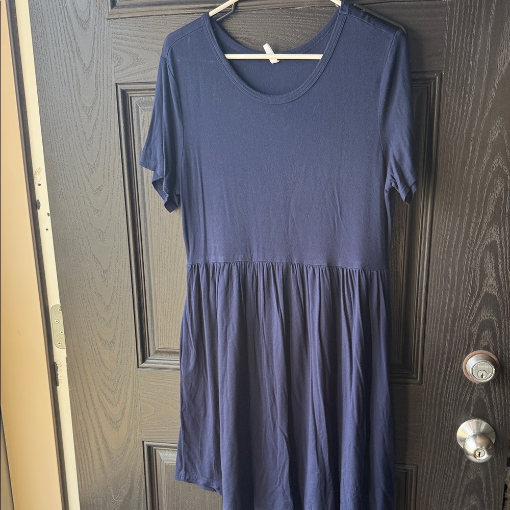 Women's Navy Blue Mini Dress - Classic Short Sleeve